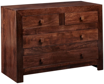 Product photograph of Toko Walnut Solid Mango Hardwood Dressing 2 2 Drawer Chest from Choice Furniture Superstore