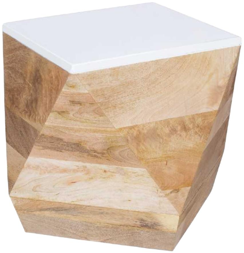 Coastal White and Wood Side Table