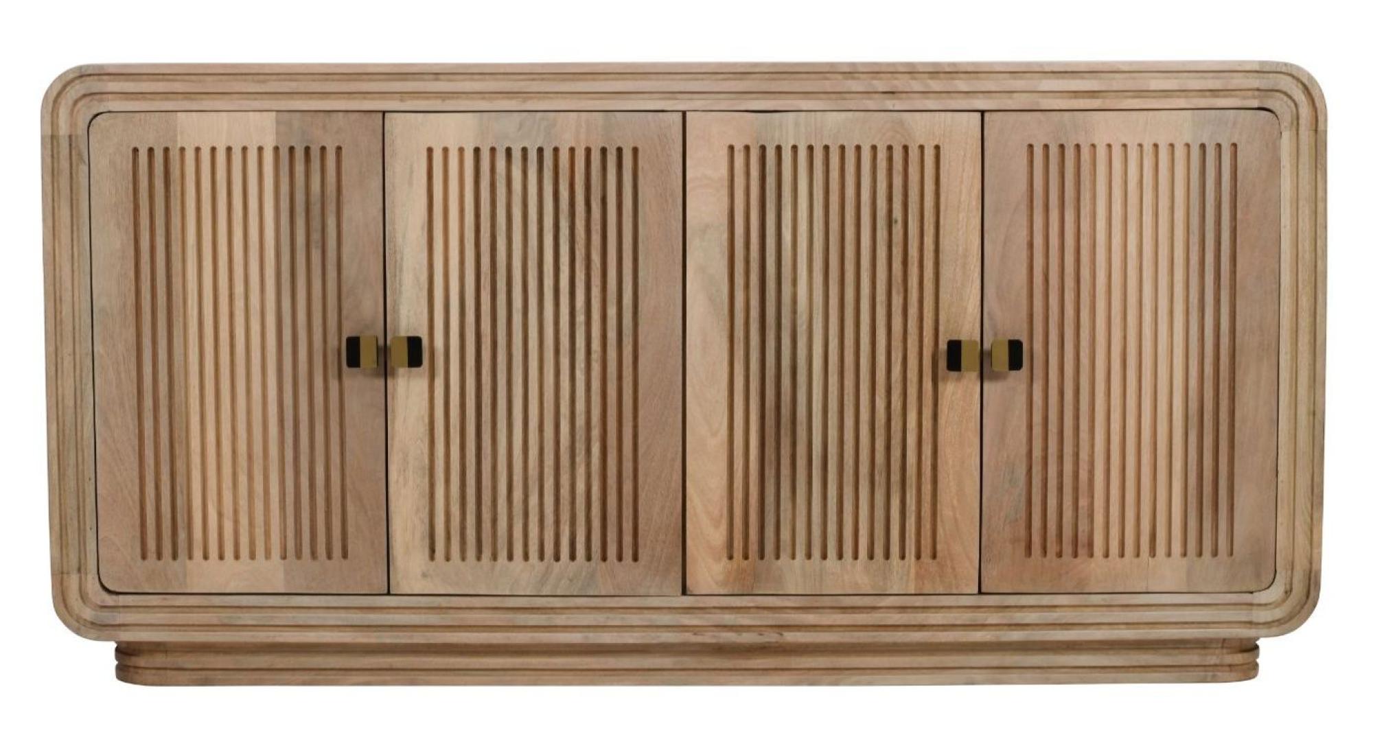 Hudson Ribbed Carved Mango Wood Large Sideboard - 4 Doors