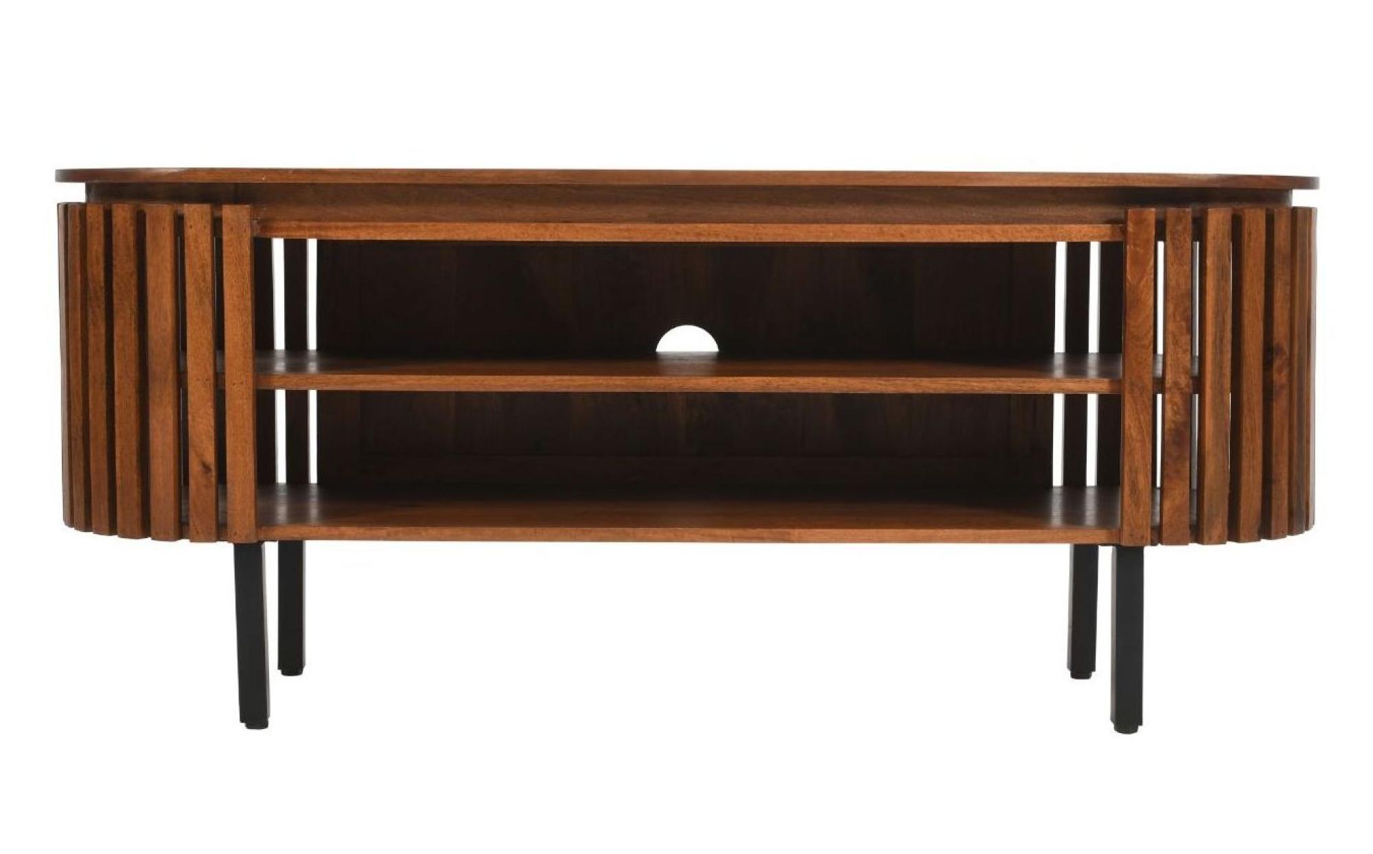 Slatted Mango Wood 140cm Oval TV Unit - CFS UK