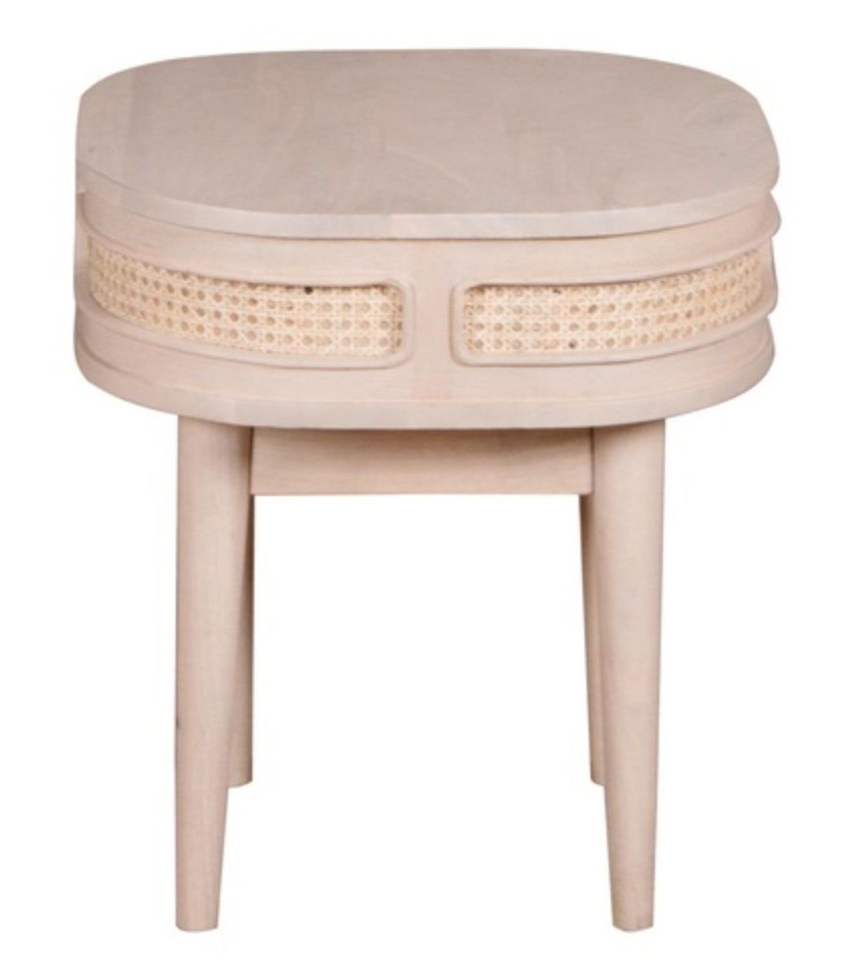 Valencia Curved Natural Rattan and Mango Wood Bedside Table