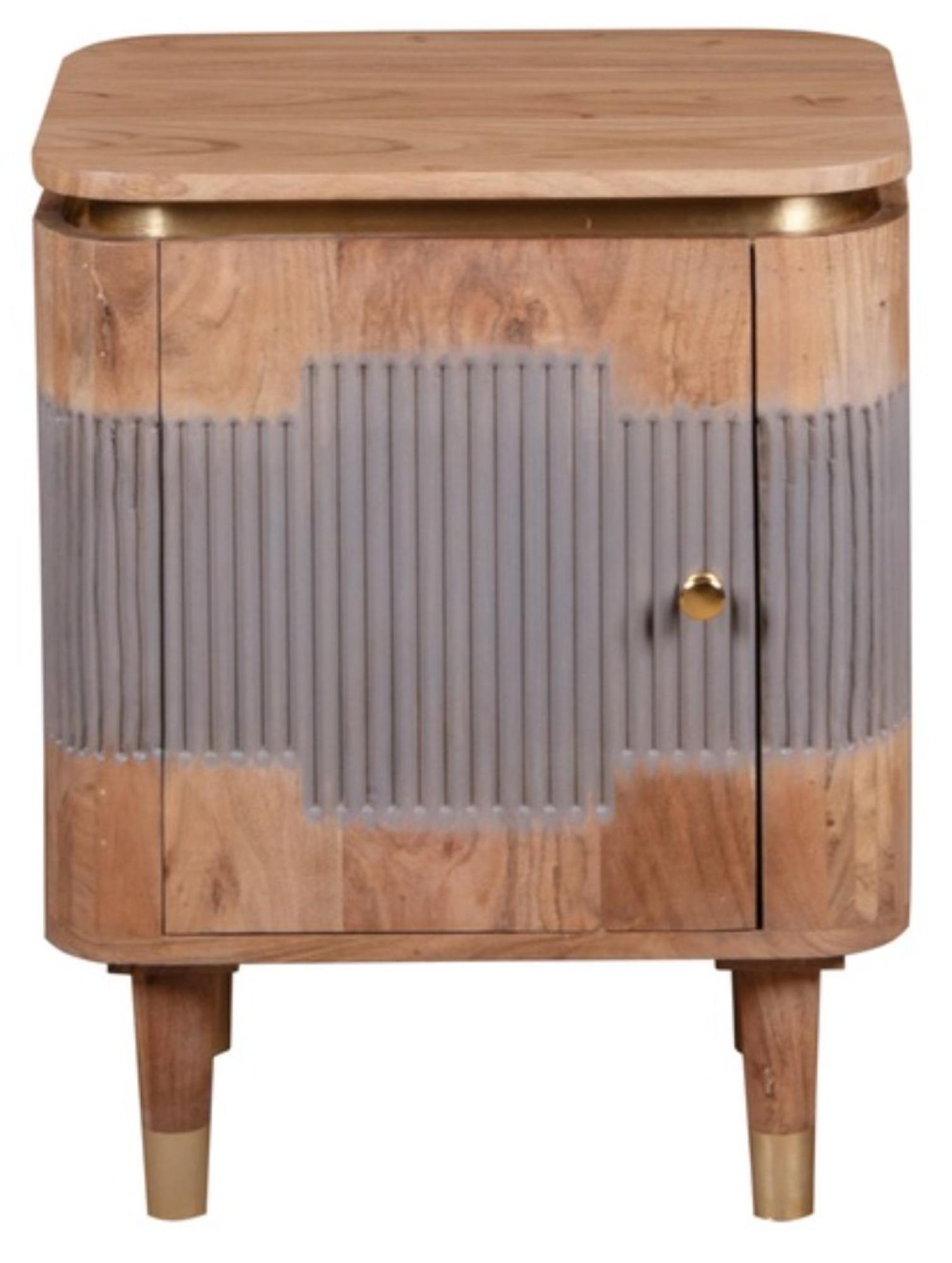 Wilton Acacia Ribbed with Gold Trim 1 Door Bedside Table