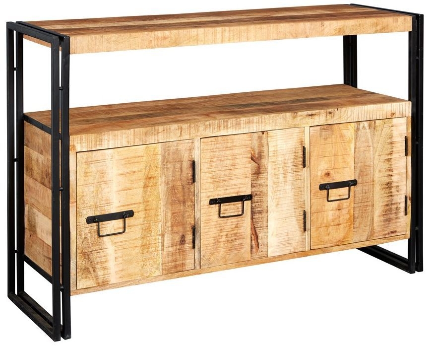 Cosmo Industrial Style Wooden 3 Door Sideboard