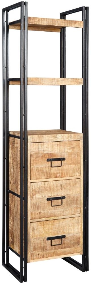 Cosmo Industrial Style Wooden Narrow Bookcase