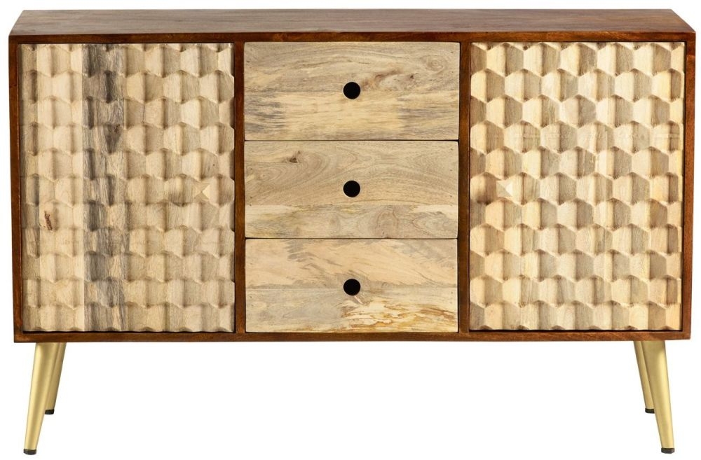 Mango Wood Geomatric 130cm Medium Sideboard