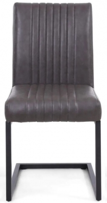 Product photograph of Archer Grey Leather Cantilever Dining Chair Sold In Pairs from Choice Furniture Superstore