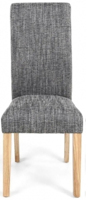 Product photograph of Karta Tweed Grey Scroll Back Dining Chair Sold In Pairs from Choice Furniture Superstore