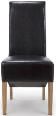 Krista Bonded Black Leather Roll Back Dining Chair (Sold in Pairs)