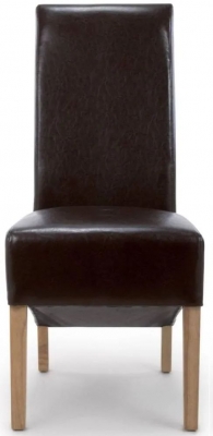 Krista Bonded Brown Leather Roll Back Dining Chair (Sold in Pairs)