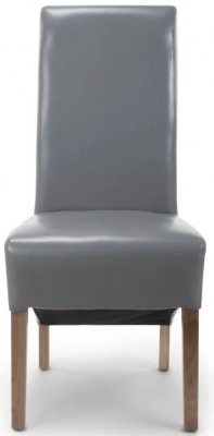 Krista Bonded Grey Leather Roll Back Dining Chair (Sold in Pairs)