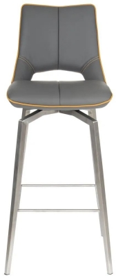 Mako Graphite Grey Leather Effect Swivel Bar Stool Sold In Pairs