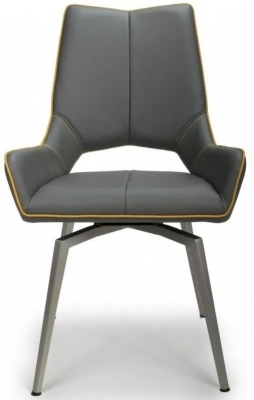 Mako Graphite Leather Effect Swivel Dining Chair (Sold in Pairs)
