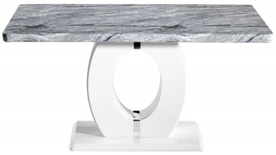 Neptune Large Marble Effect Grey/ White Dining Table