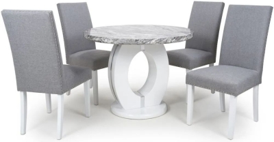 Product photograph of Neptune Round And 4 Randall Silver Grey Dining Set from Choice Furniture Superstore