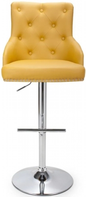 Rocco Yellow Leather Effect Bar Stool (Sold in Pairs)