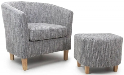 Product photograph of Tweed Grey Tub Chair And Stool Set from Choice Furniture Superstore