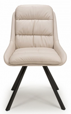 Arnhem Cream Leather Effect Swivel Dining Chair (Sold in Pairs)