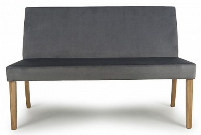 Durham Large Backed Brushed Velvet Grey Bench