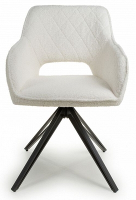 Product photograph of Lincoln White Swivel Boucle Dining Chair Sold In Pairs from Choice Furniture Superstore