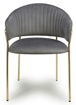 Maya Brushed Grey Velvet Dining Chair (Sold in Pairs)