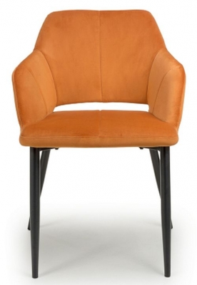 Product photograph of Nero Brushed Velvet Dining Chair Sold In Pairs - Comes In Brushed Burnt Orange Velvet Brushed Lime Gold Velvet Options from Choice Furniture Superstore