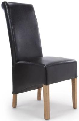 Product photograph of Set Of 2 Krista Bonded Black Leather Roll Back Dining Chair from Choice Furniture Superstore