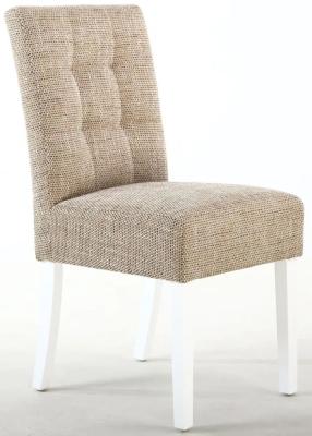 Product photograph of 2 X Moseley Stitched Waffle Tweed Oatmeal Dining Chair In White Legs from Choice Furniture Superstore