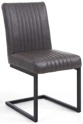 Product photograph of Set Of 2 Archer Grey Leather Cantilever Dining Chair from Choice Furniture Superstore