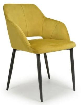 Image of Set of 2 Nero Brushed Lime Gold Velvet Dining Chair