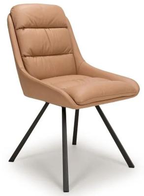 Product photograph of Set Of 2 Arnhem Tan Leather Effect Swivel Dining Chair from Choice Furniture Superstore