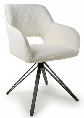 Product photograph of Set Of 2 Lincoln White Swivel Boucle Dining Chair from Choice Furniture Superstore