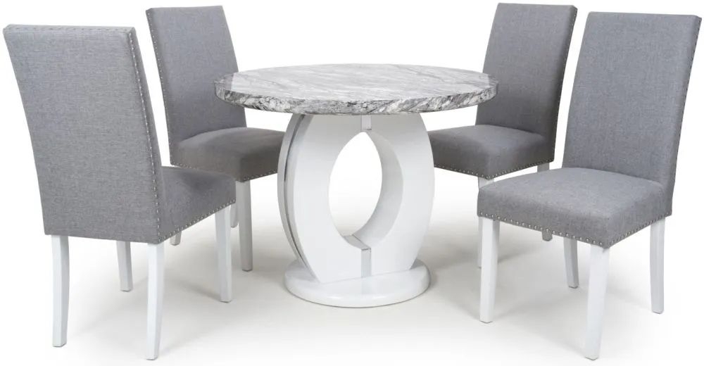 Neptune Round and 4 Randall Silver Grey Dining Set