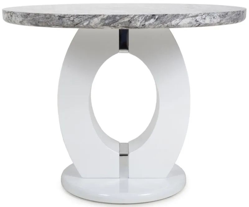 Neptune Round Marble Effect Grey/ White Dining Table