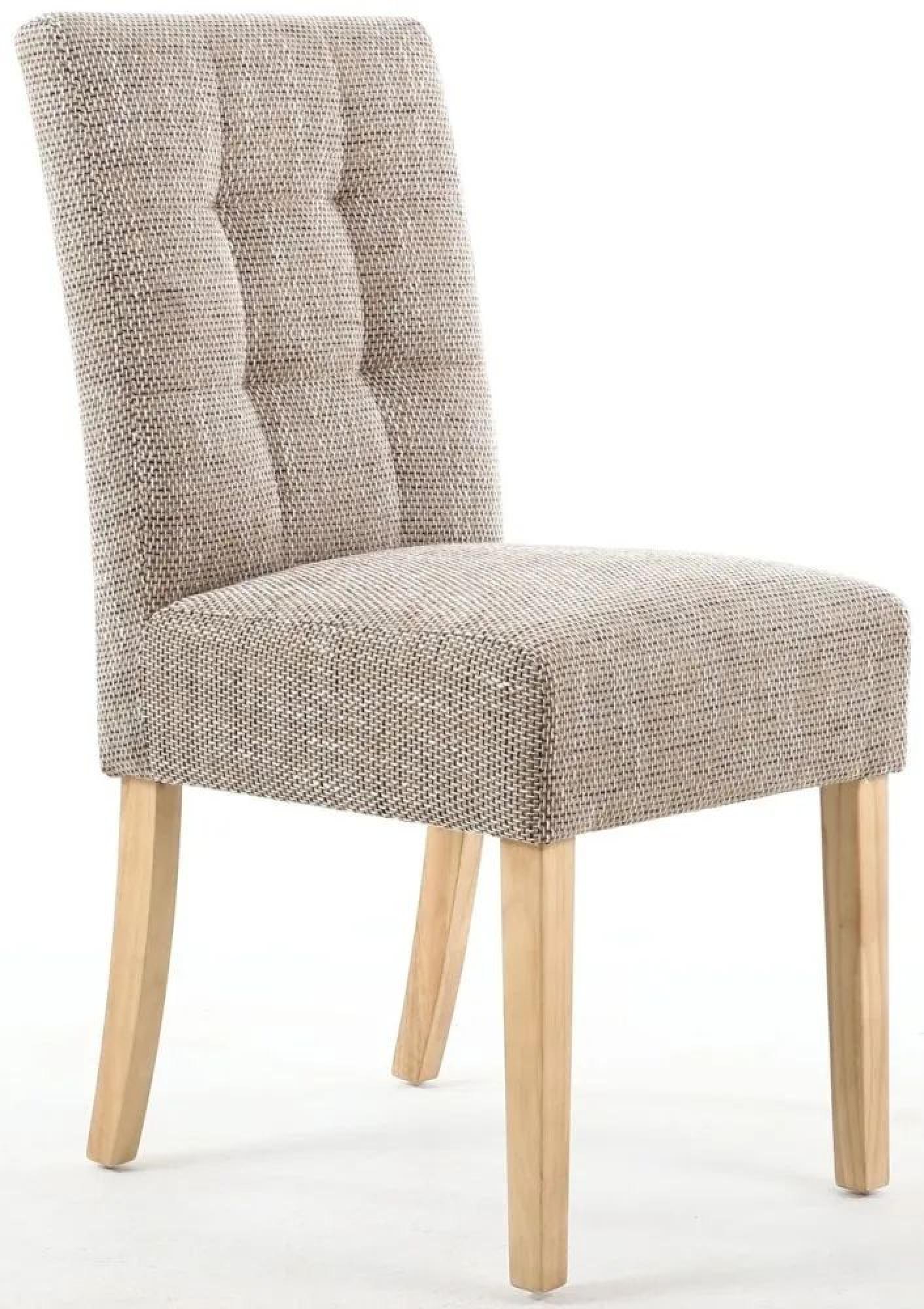 Set of 2 Moseley Stitched Waffle Tweed Oatmeal Dining Chair in Natural Legs