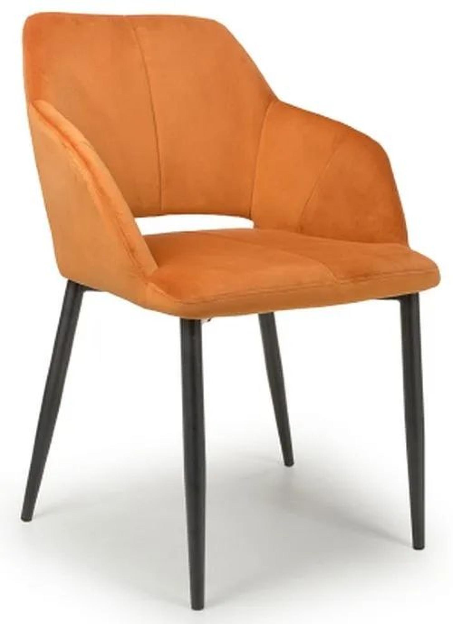 Set of 2 Nero Brushed Burnt Orange Velvet Dining Chair