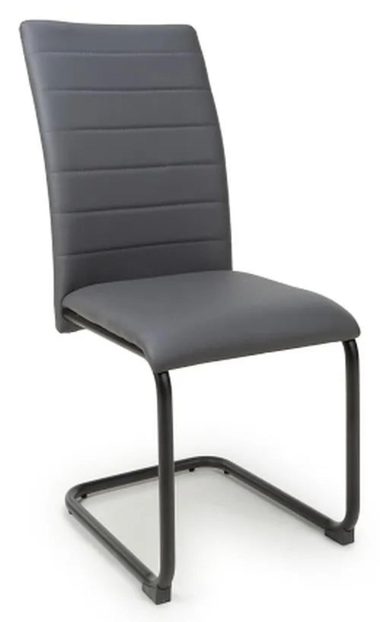 Set of 4 Carlisle Grey Leather Effect Dining Chair