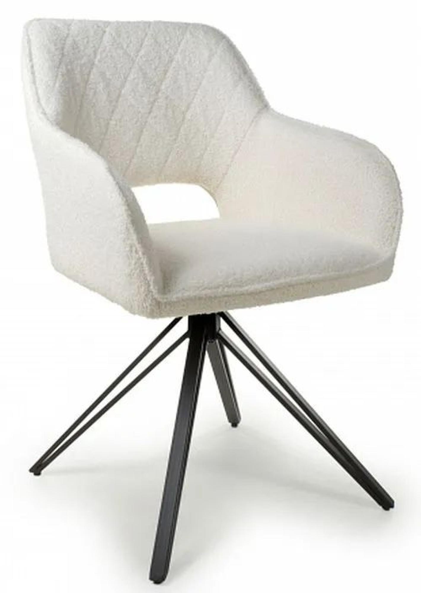 Set of 2 Lincoln White Swivel Boucle  Dining Chair