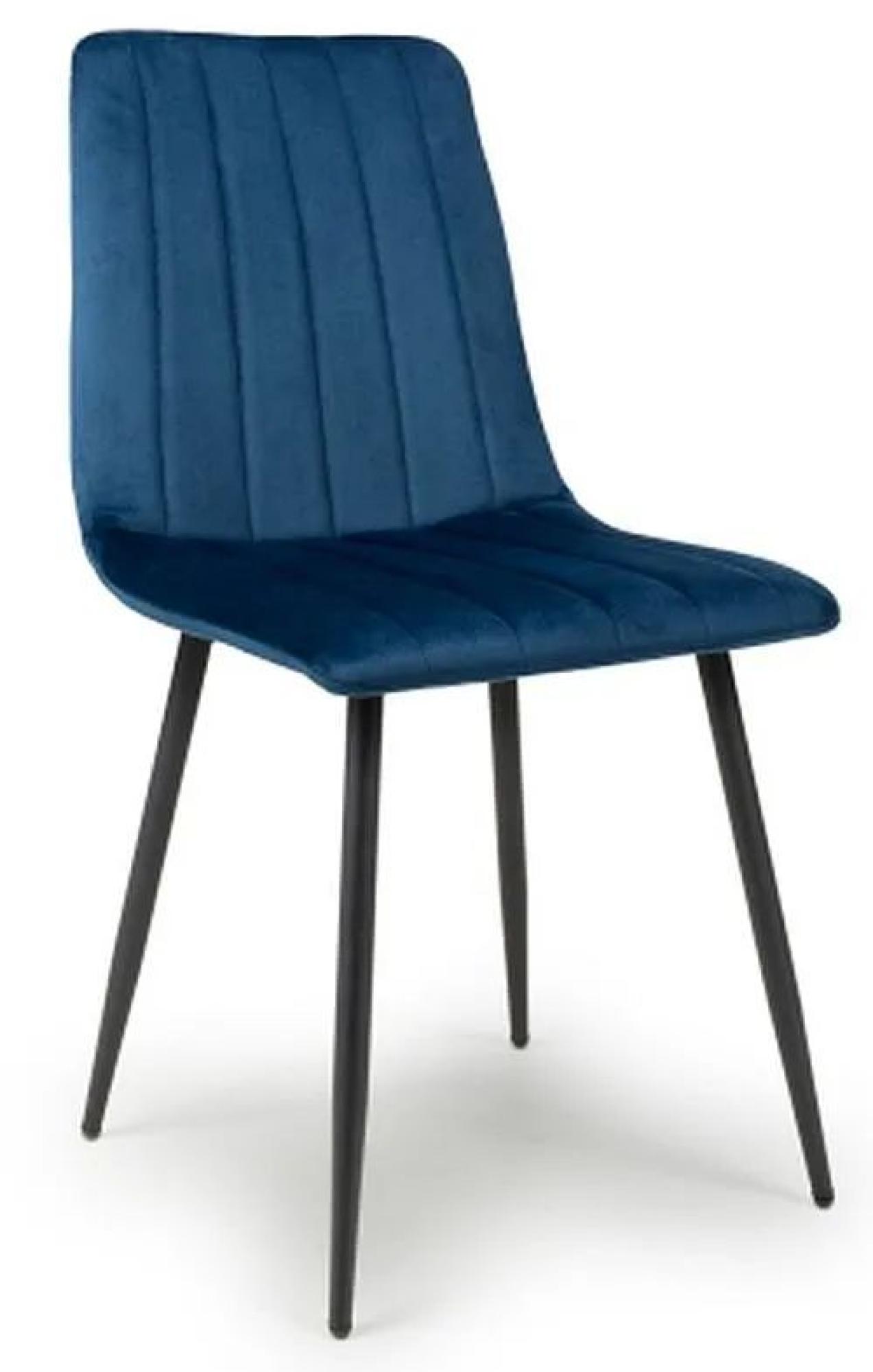 Set of 4 Lisbon Brushed Blue Velvet Dining Chair
