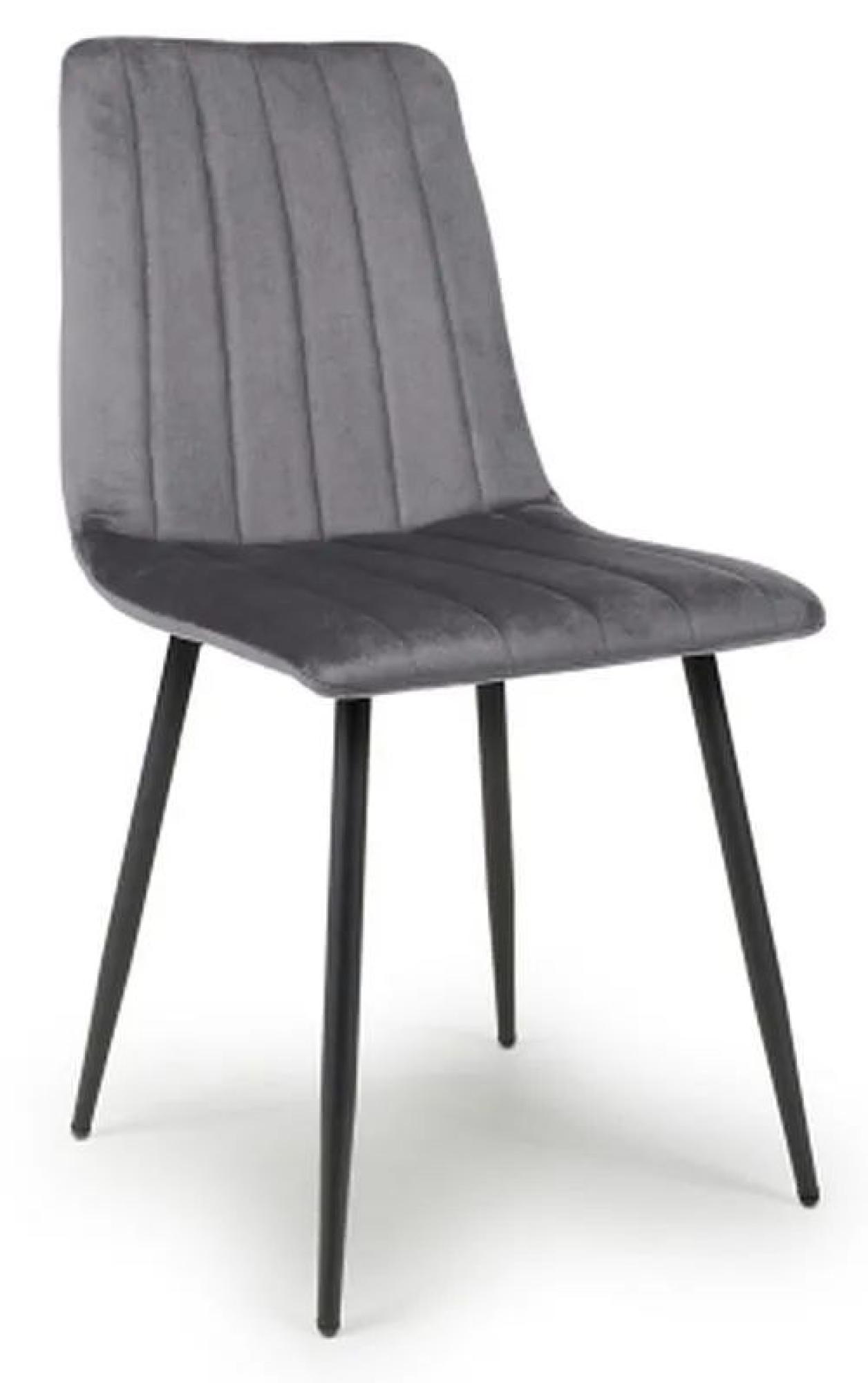 Set of 4 Lisbon Brushed Grey Velvet Dining Chair