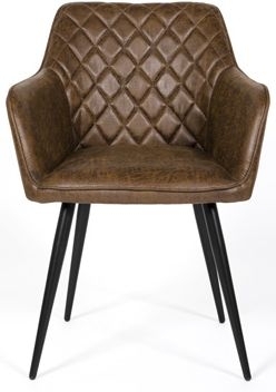 Charlie Carver Brown Faux Leather Dining Chair (Sold in Pairs)