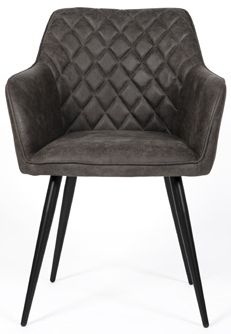 Charlie Carver Grey Faux Leather Dining Chair (Sold in Pairs)