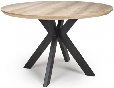 Product photograph of Manhattan Oak 4 Seater Round Dining Table With Black Spider Legs Base from Choice Furniture Superstore