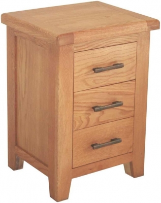 Product photograph of Hampshire Oak 3 Drawer Bedside Cabinet from Choice Furniture Superstore