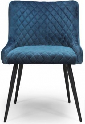 Product photograph of Malmo Blue Velvet Fabric Dining Chair Sold In Pairs from Choice Furniture Superstore
