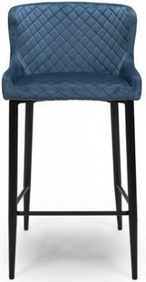 Product photograph of Malmo Blue Velvet Fabric Stool Sold In Pairs from Choice Furniture Superstore