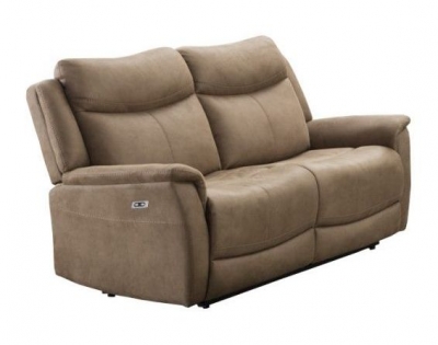 Product photograph of Arizona Caramel Beige Fabric 2 Seater Electric Recliner Sofa from Choice Furniture Superstore