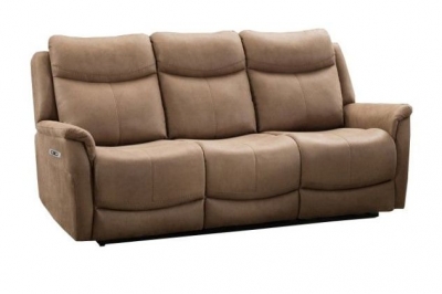 Product photograph of Arizona Caramel Beige Fabric 3 Seater Electric Recliner Sofa from Choice Furniture Superstore