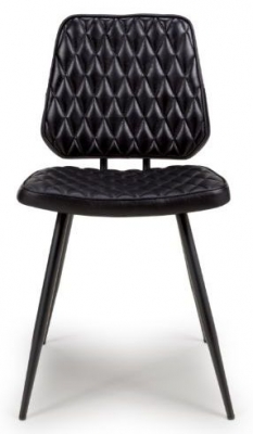 Product photograph of Austin Black Genuine Buffalo Leather Dining Chair Sold In Pairs from Choice Furniture Superstore