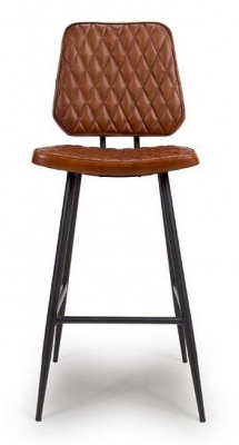 Product photograph of 2 X Austin Tan Brown Real Leather Barstool With Back from Choice Furniture Superstore