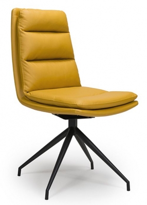 Product photograph of Nobo Ochre Faux Leather Swivel Dining Chair Sold In Pairs from Choice Furniture Superstore